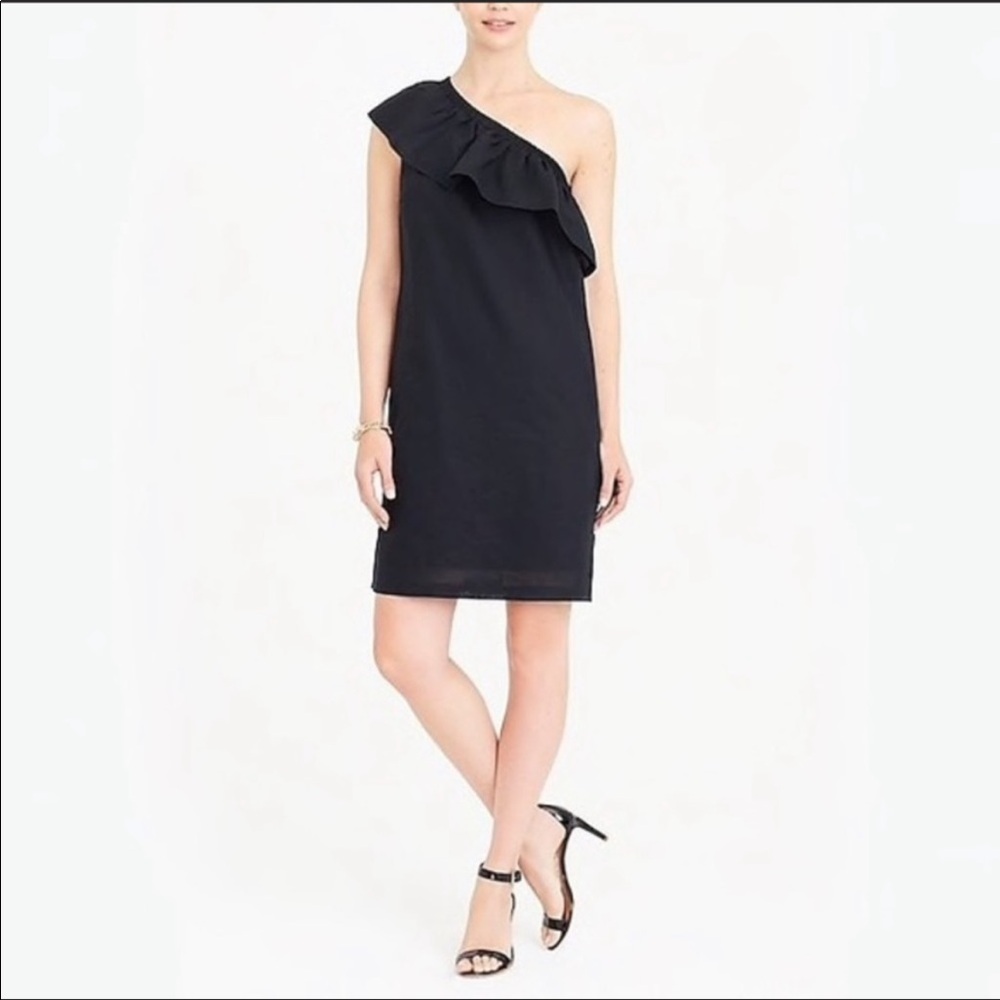 Jcrew black one shoulder dress